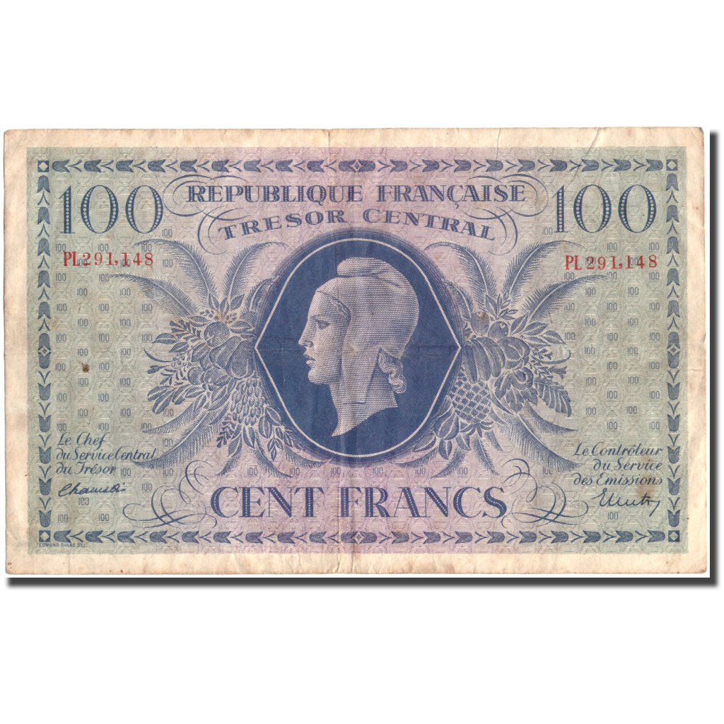 France, 100 Francs, 1943-1945 Marianne, 1943, 1943-10-02, EF(40-45)