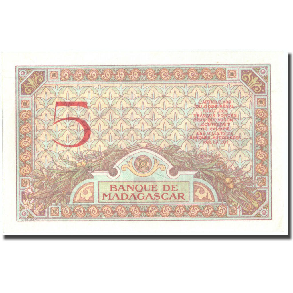 Banknote, Madagascar, 5 Francs, Undated (1937), KM:35, UNC(60-62)
