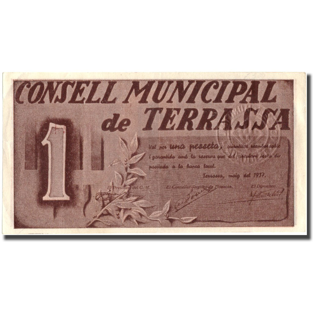 Nota, Espanha, 1 Peseta, N.D, 1937, 1937, EF(40-45)