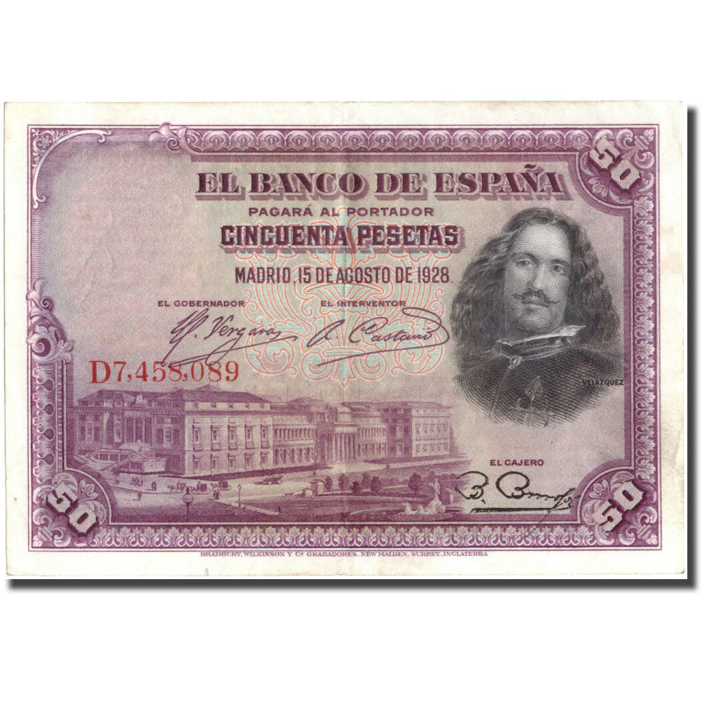 Banconote, Spagna, 50 Pesetas, 1928, 1928, KM:75b, BB+