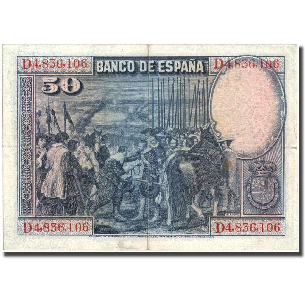 Banknote, Spain, 50 Pesetas, 1928, 1928, KM:75b, EF(40-45)