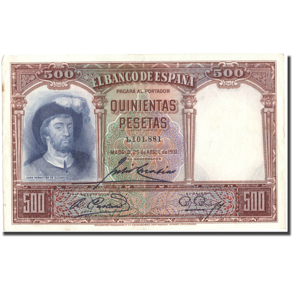 Banknote, Spain, 500 Pesetas, 1931, 1931-04-25, KM:84, EF(40-45)