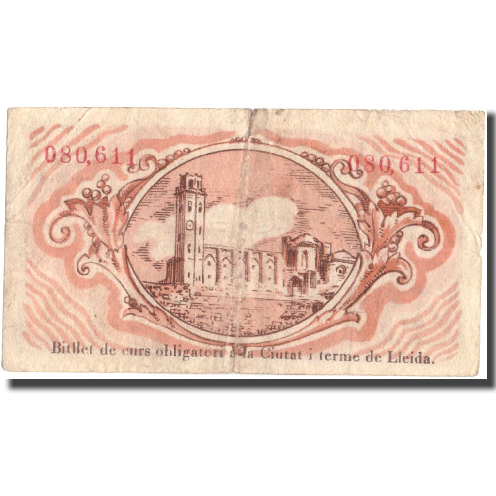 Banknote, Spain, Lleida, 25 Centimes, N.D, 1937, 1937-06-30, VF(20-25)