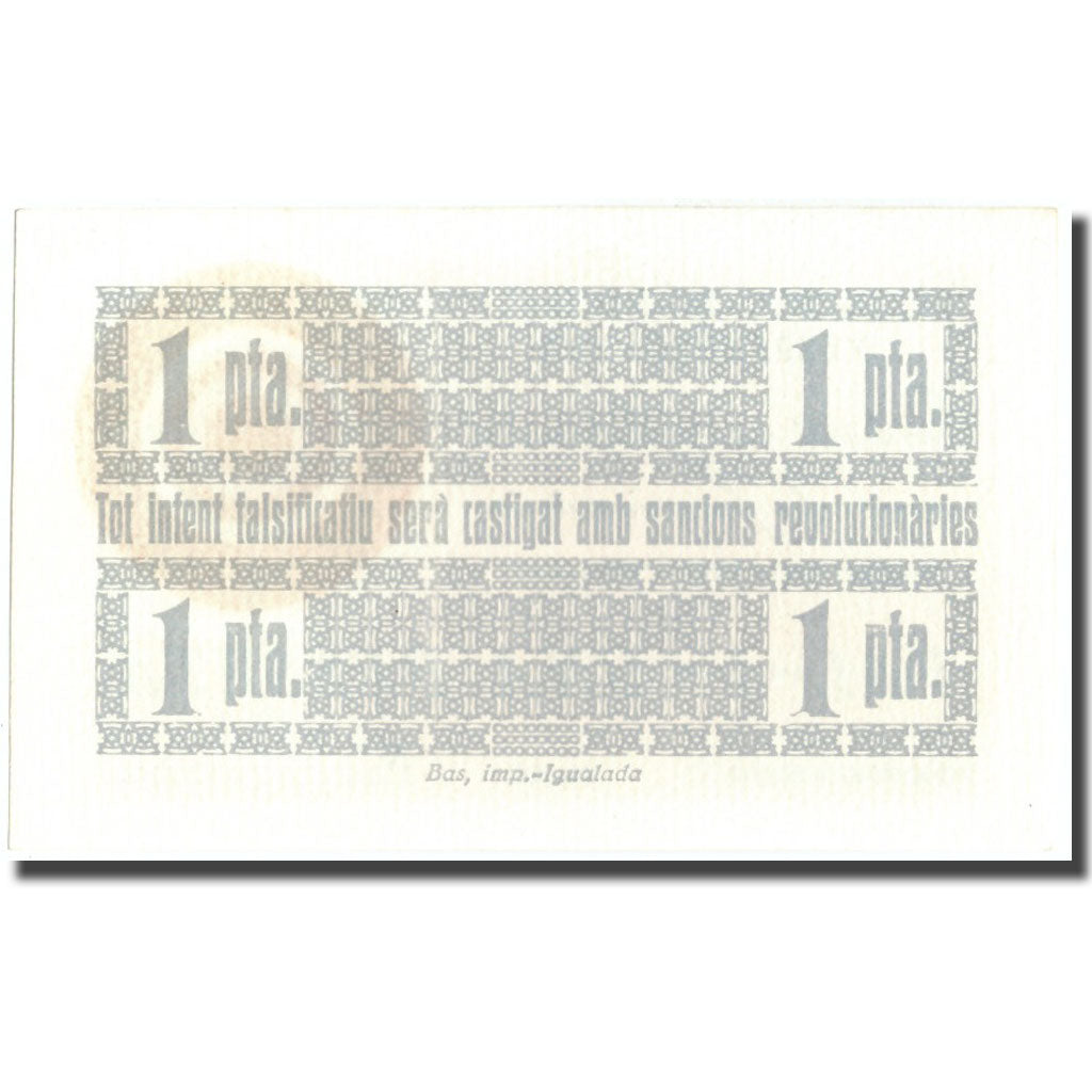 Biljet, Spanje, 1 Peseta, Blason, 1937, 1937, NIEUW