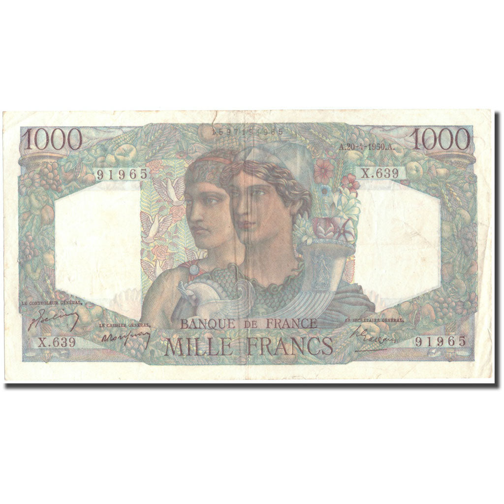 Frankreich, 1000 Francs, 1 000 F 1945-1950 ''Minerve et Hercule'', 1950