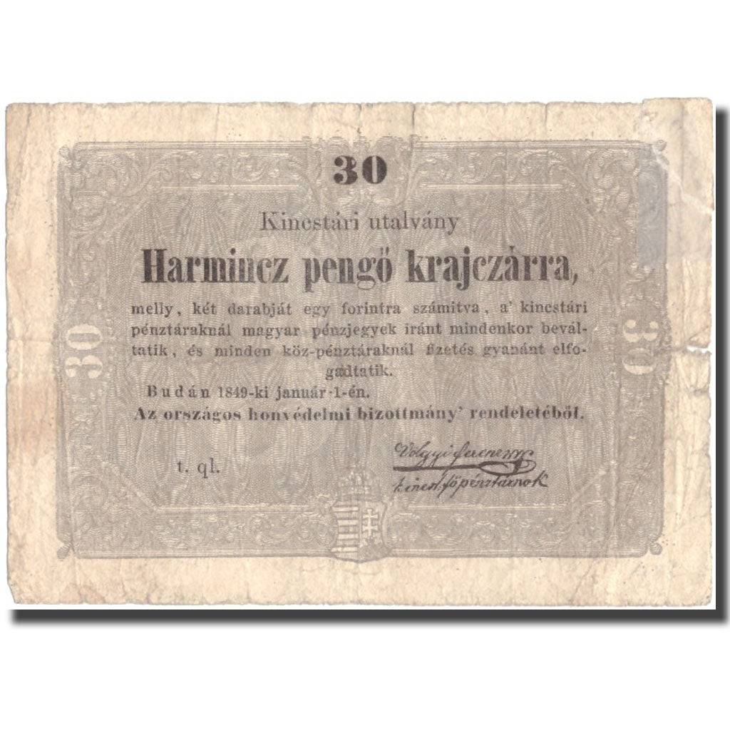 Billete, 30 Pengö Krajczar, 1849, Hungría, 1849-01-01, KM:S122, BC