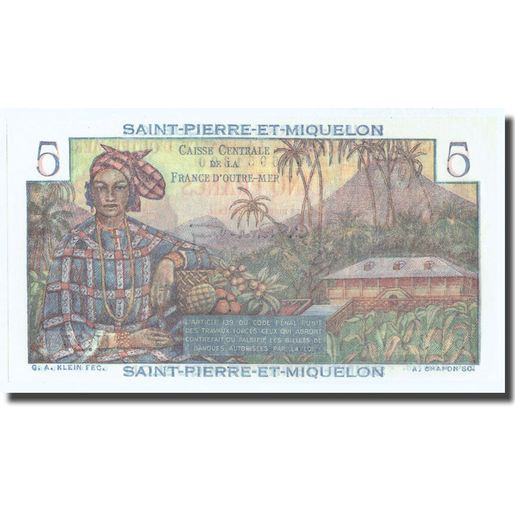 Saint-Pierre i Miquelon, 5 Francs, Undated (1950-1960), Undated, UNC(65-70)