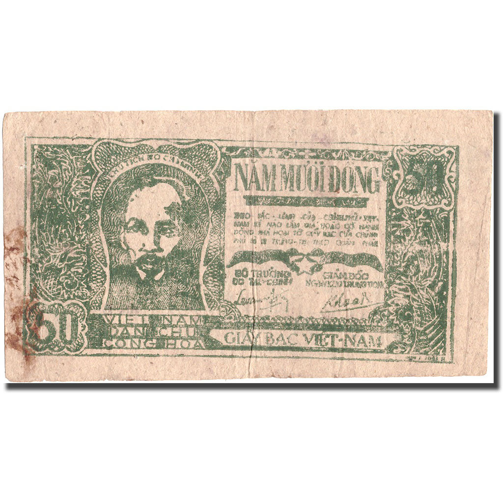 Banknot, Wietnam, 50 D<ox>ng, Undated (1948-1949), Undated, KM:27c, VF(30-35)