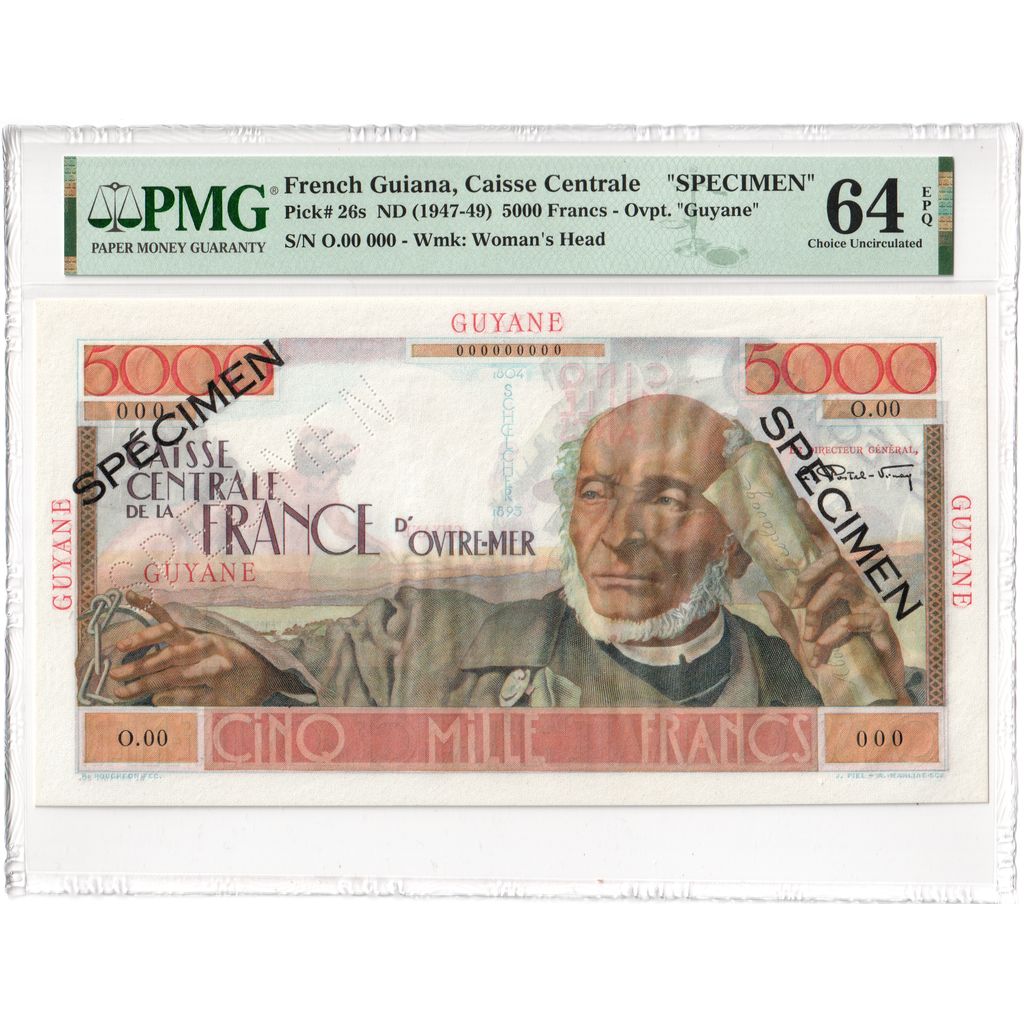 Banknote, FRENCH GUIANA, 5000 Francs, Specimen, KM:26s, UNC(64)