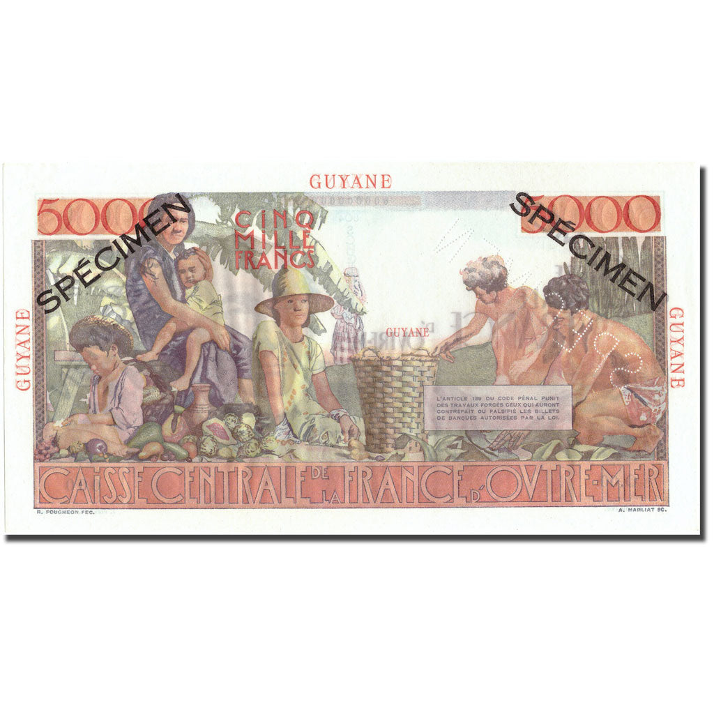 Banknote, FRENCH GUIANA, 5000 Francs, Specimen, KM:26s, UNC(64)