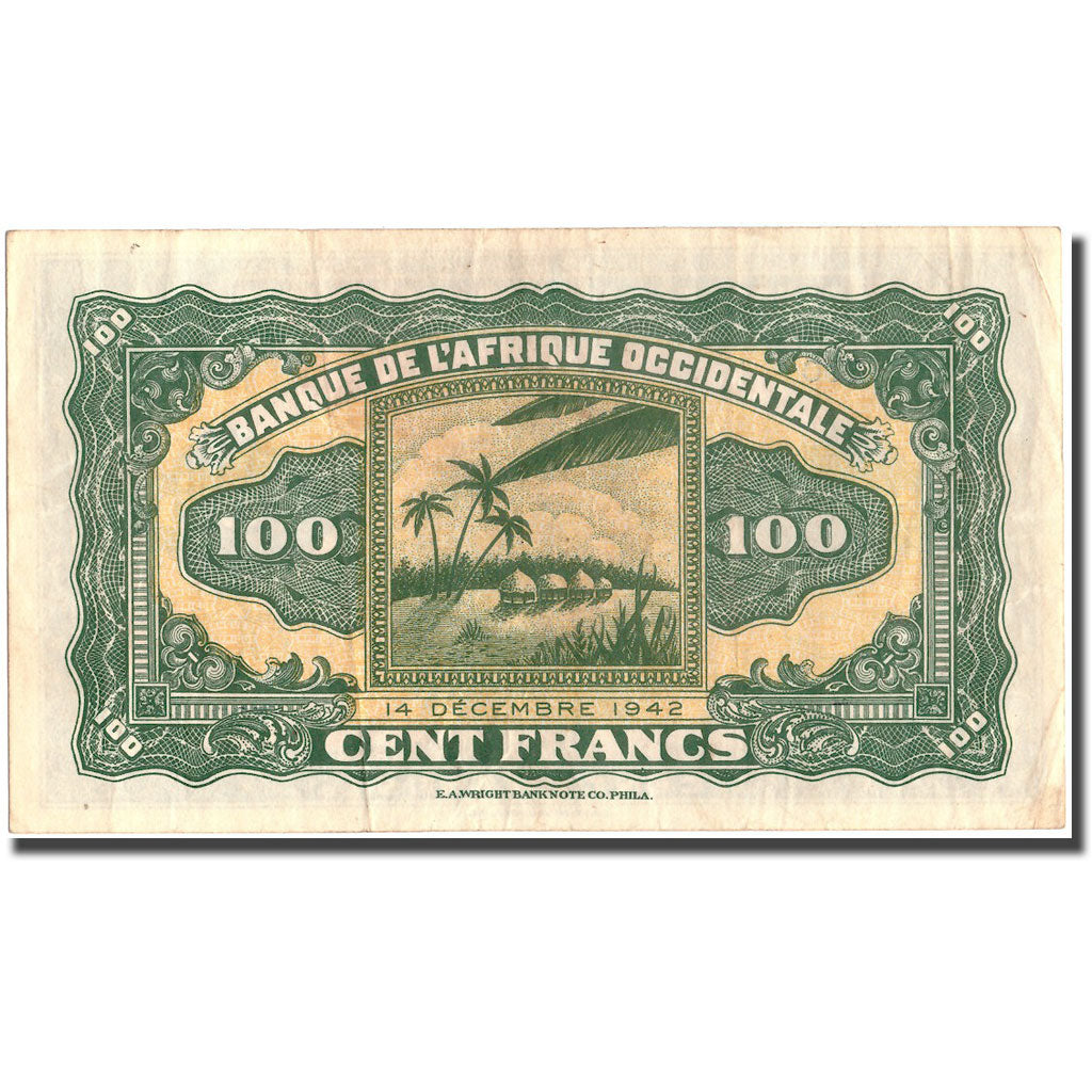 Billet, French West Africa, 100 Francs, 1942, 1942-12-14, KM:31a, TTB