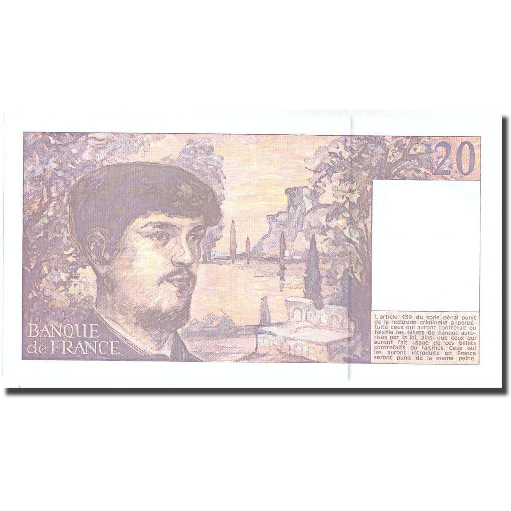 France, 20 Francs, Debussy, 1990, 1990, SPL, Fayette:66bis.1, KM:151d