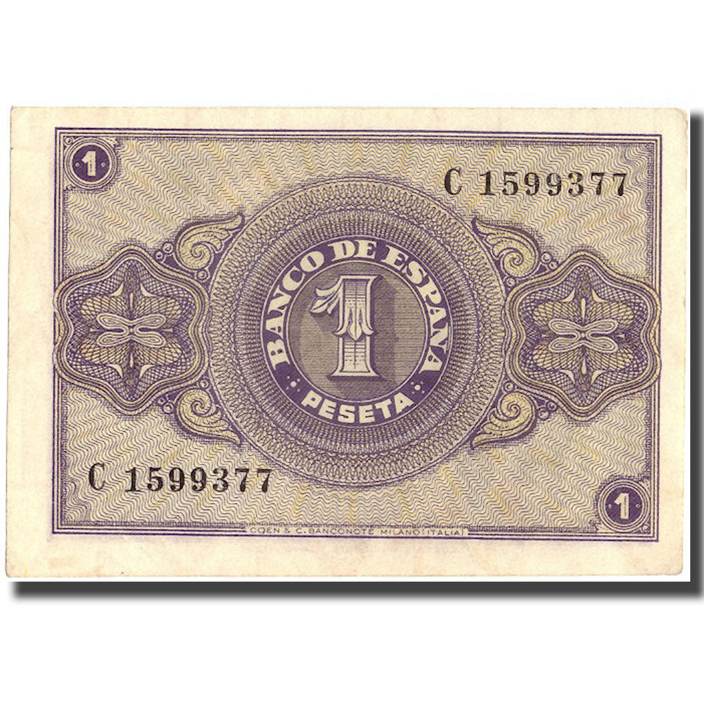 Billete, 1 Peseta, 1937, España, 1937-10-12, KM:104a, EBC
