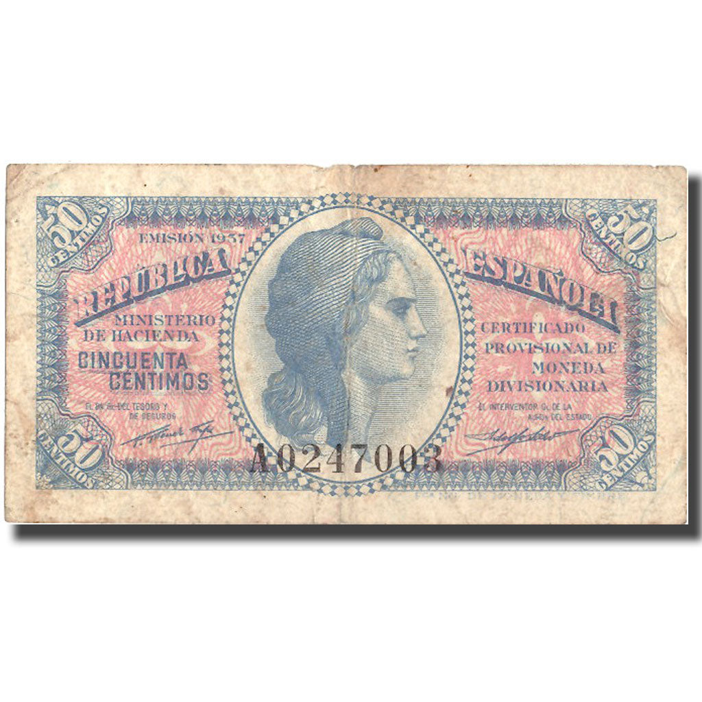 Banknote, Spain, 50 Centimos, 1937, 1937, KM:93, VF(20-25)