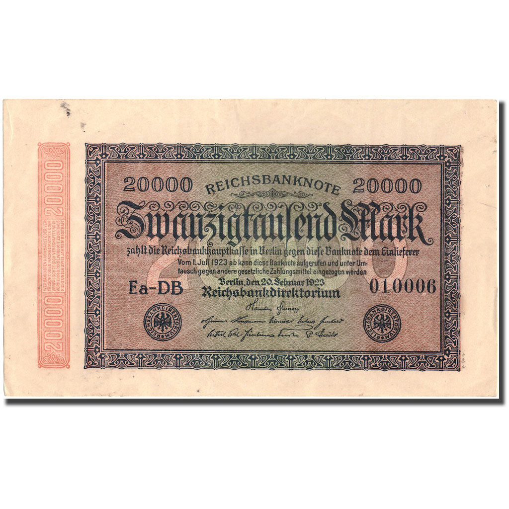 Banconote, Germania, 20,000 Mark, 1923, 1923-02-20, KM:85e, SPL-