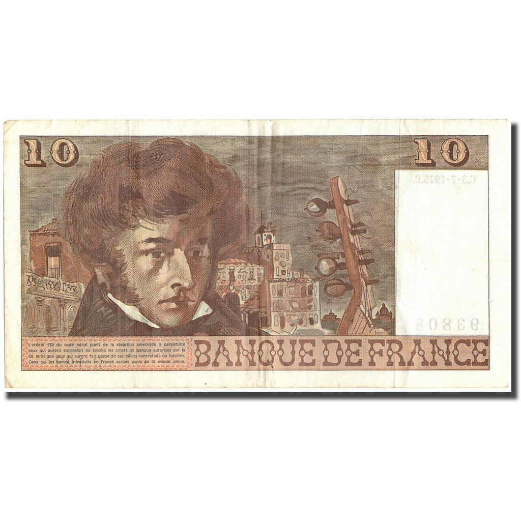 Francia, 10 Francs, Berlioz, 1975, 1975-07-03, BC+, Fayette:63.11, KM:150b