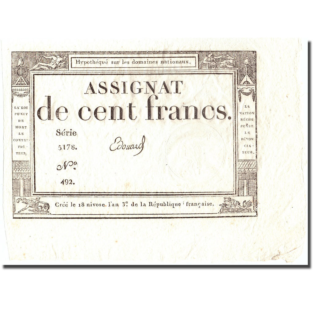 Frankrijk, 100 Francs, 1794-1795, Bouard, SUP, KM:A78