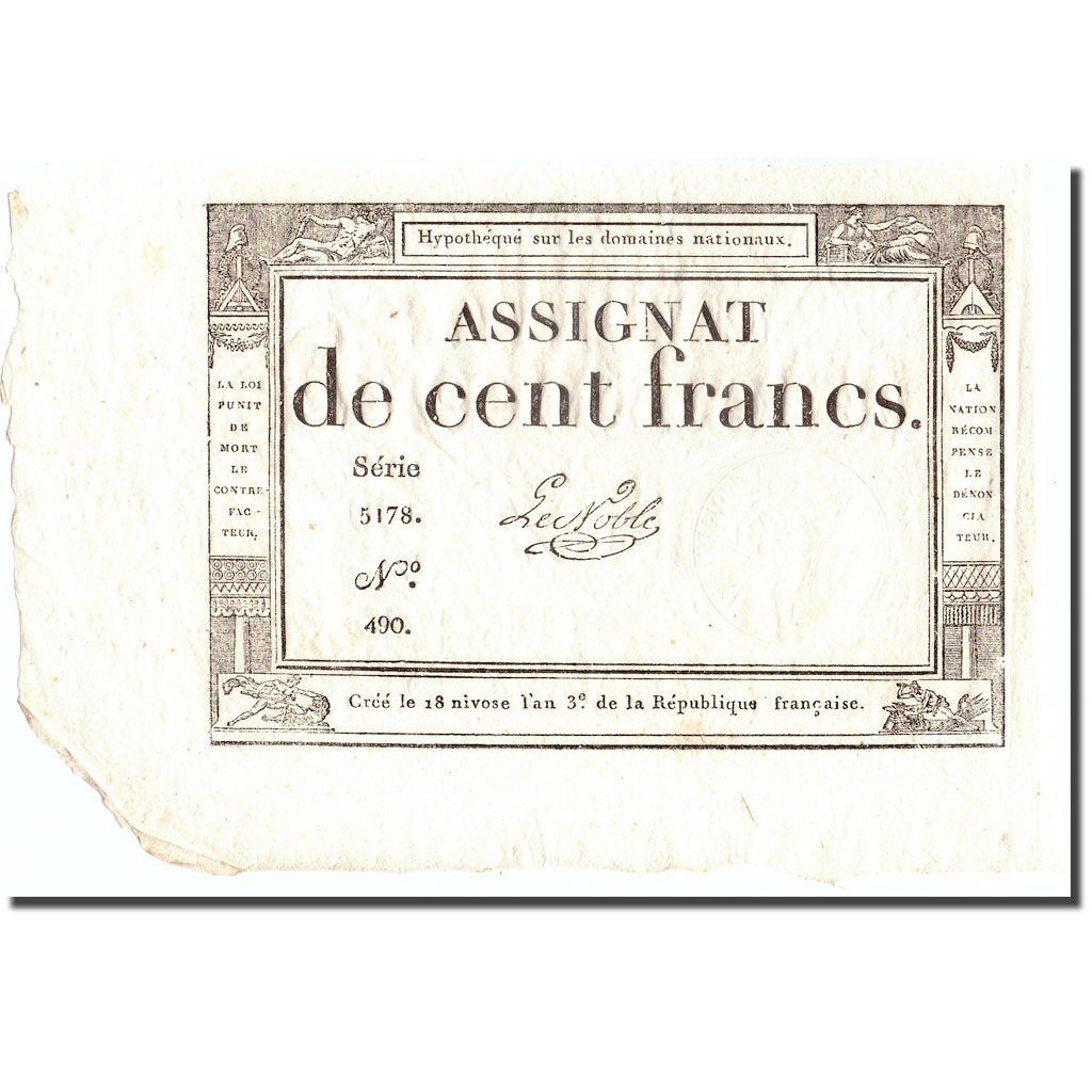 France, 100 Francs, 1794-1795, Le Noble, SUP, KM:A78