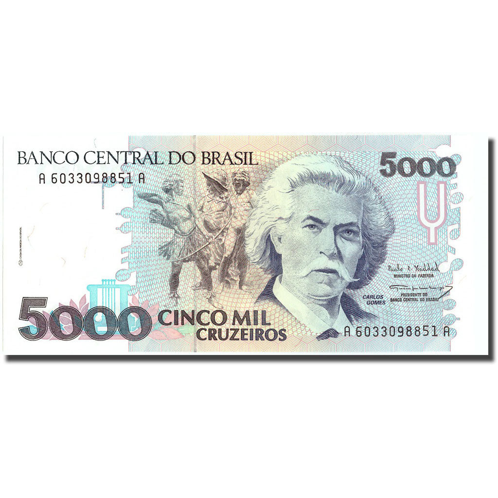 Banknote, Brazil, 5000 Cruzeiros, KM:232c, UNC(65-70)