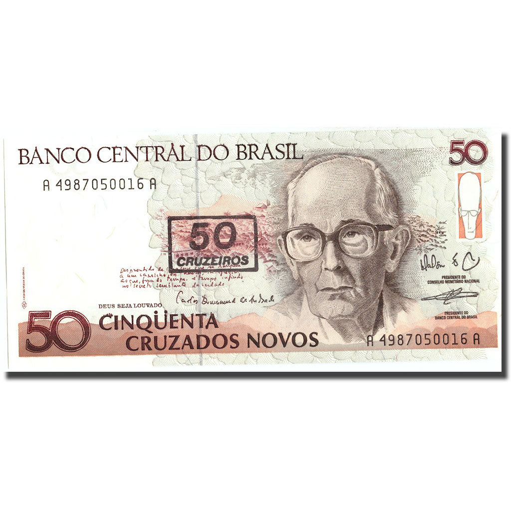Banknote, Brazil, 50 Cruzeiros on 50 Cruzados Novos, KM:223, UNC(65-70)