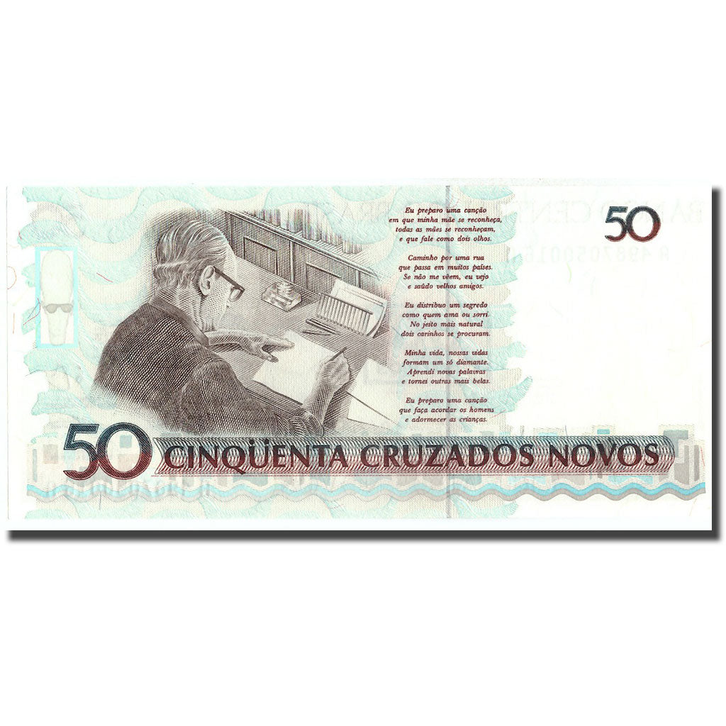 Banknote, Brazil, 50 Cruzeiros on 50 Cruzados Novos, KM:223, UNC(65-70)