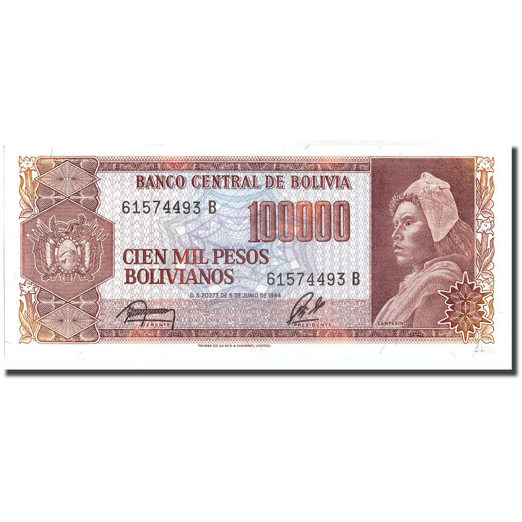 Banknote, Bolivia, 100,000 Pesos Bolivianos, 1984, 1984-06-05, KM:171a
