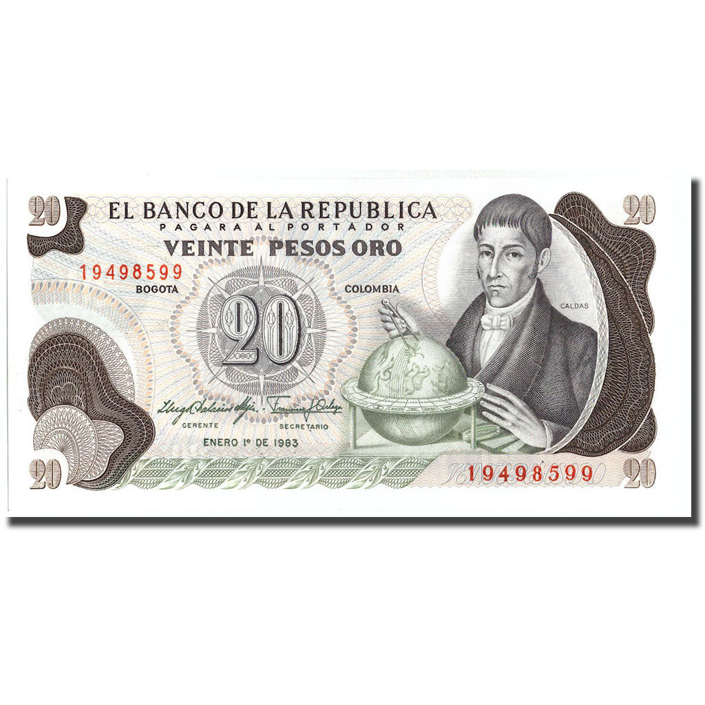 Banknote, Colombia, 20 Pesos Oro, 1983, 1983-01-01, KM:409d, UNC(65-70)