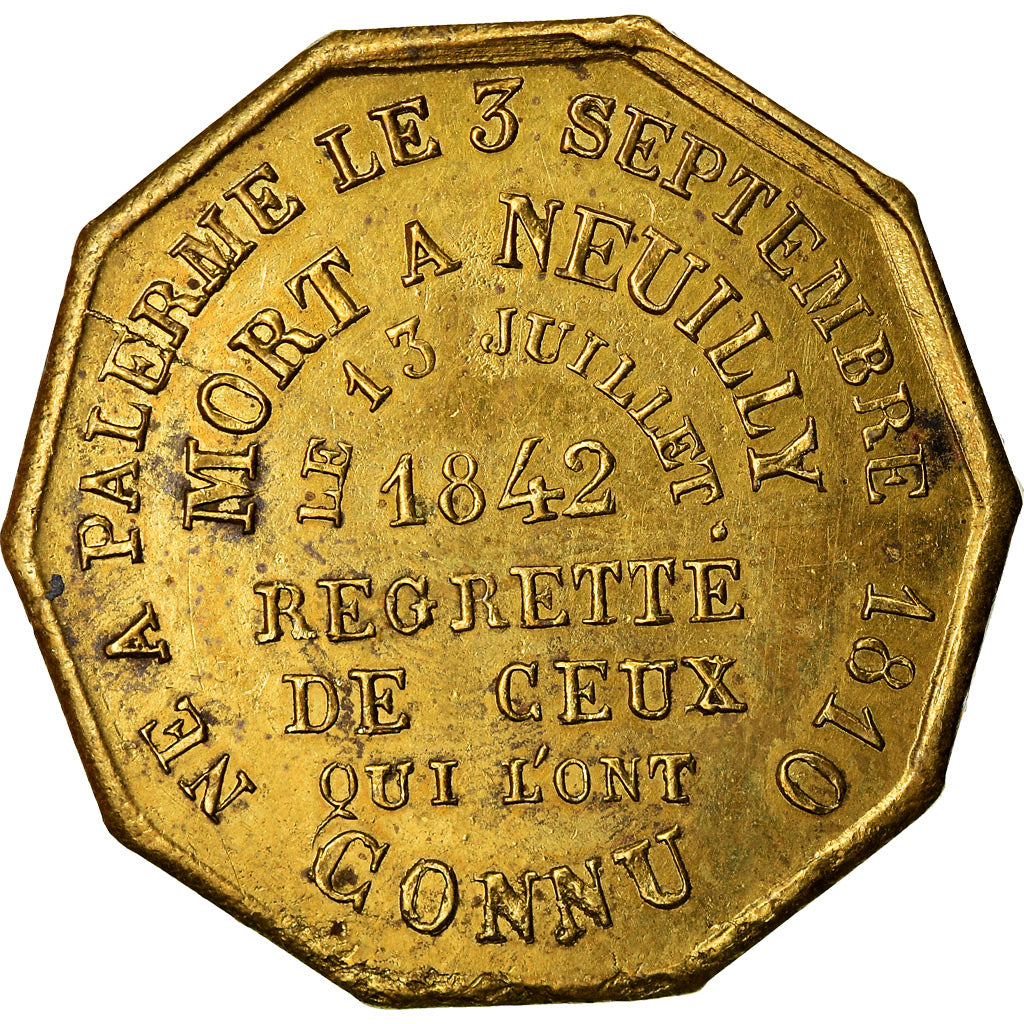 França, Medal, Mort de Ferdinand Philippe, Duc d'Orléans, História, 1842