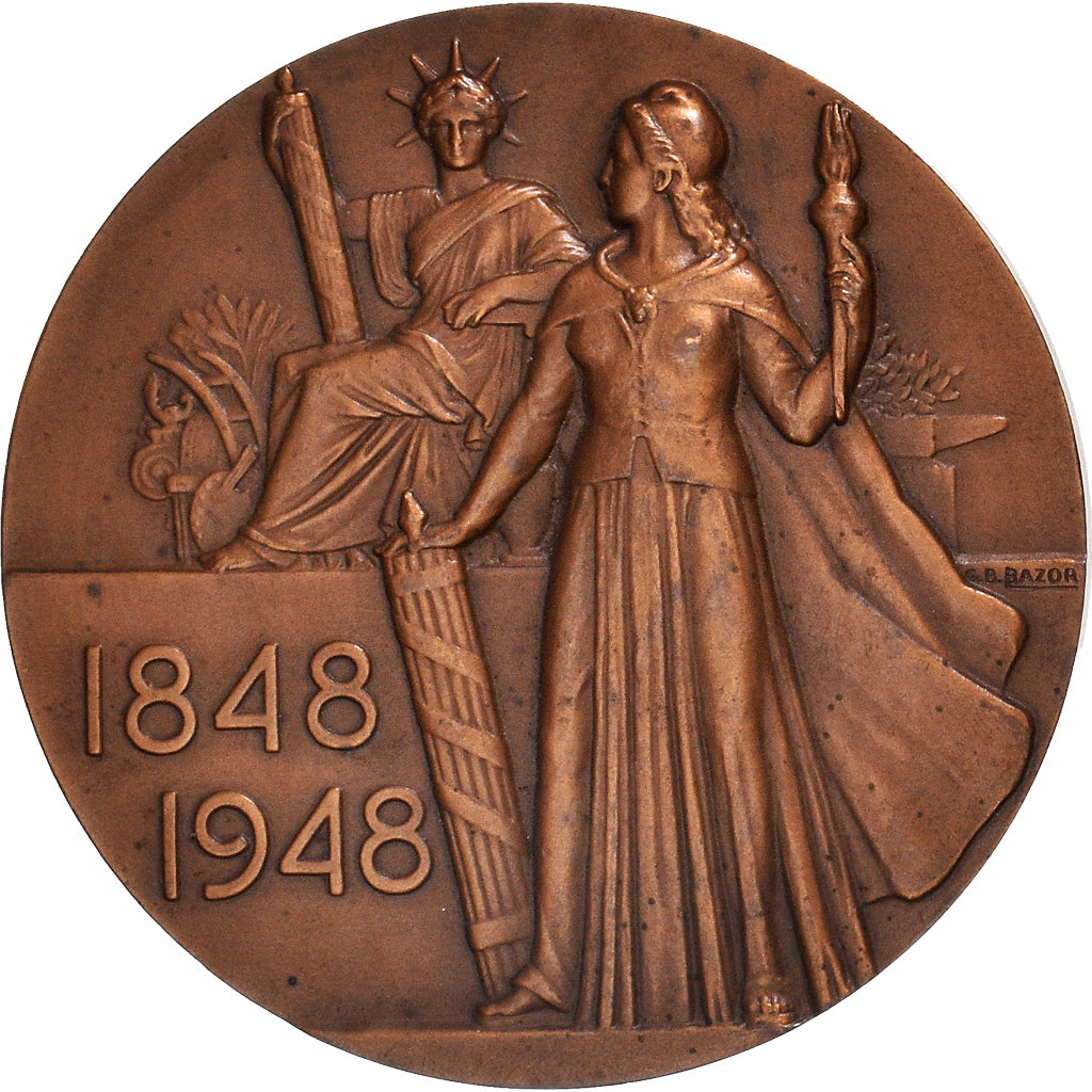 Francia, medalla, Centenaire de l'Abolition de l'Esclavage, 1948, Bazor, EBC