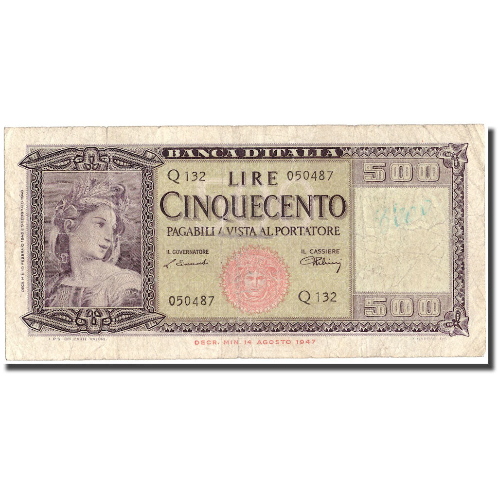 Banconote, Italia, 500 Lire, 1948, 1948-02-10, KM:80a, BB