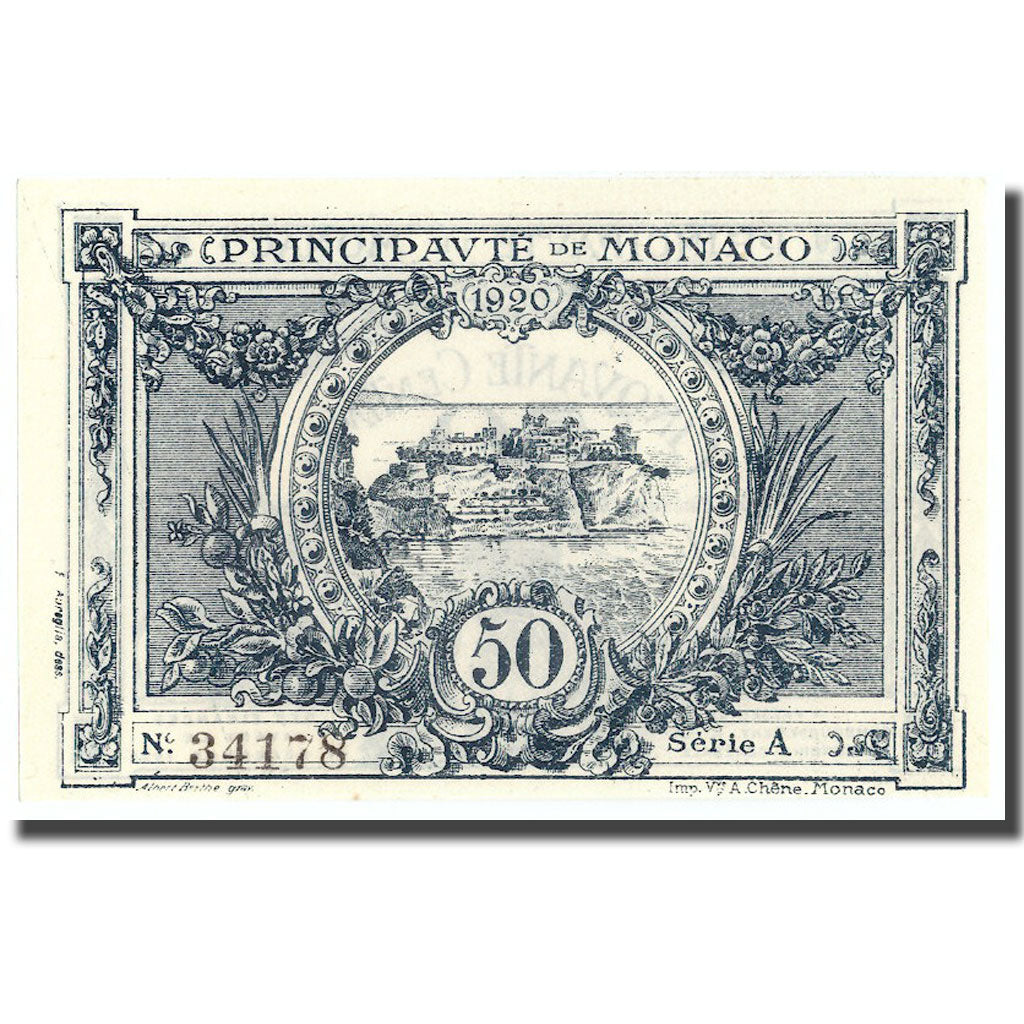 Monaco, 50 Centimes, 1920-03-20, UNC 63 EPQ, PMG