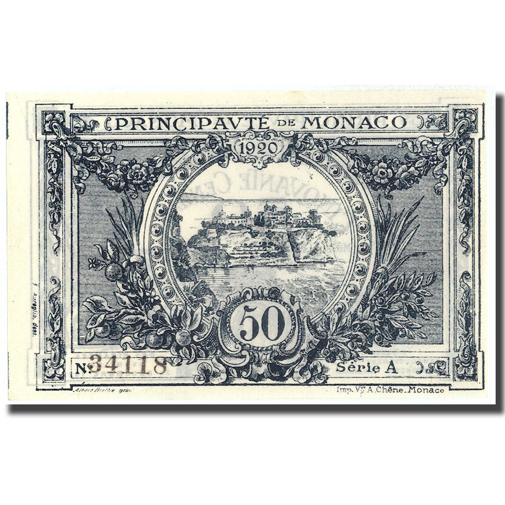 Banknote, Monaco, 50 Centimes, 1920, 1920-03-20, KM:3a, UNC(65-70)