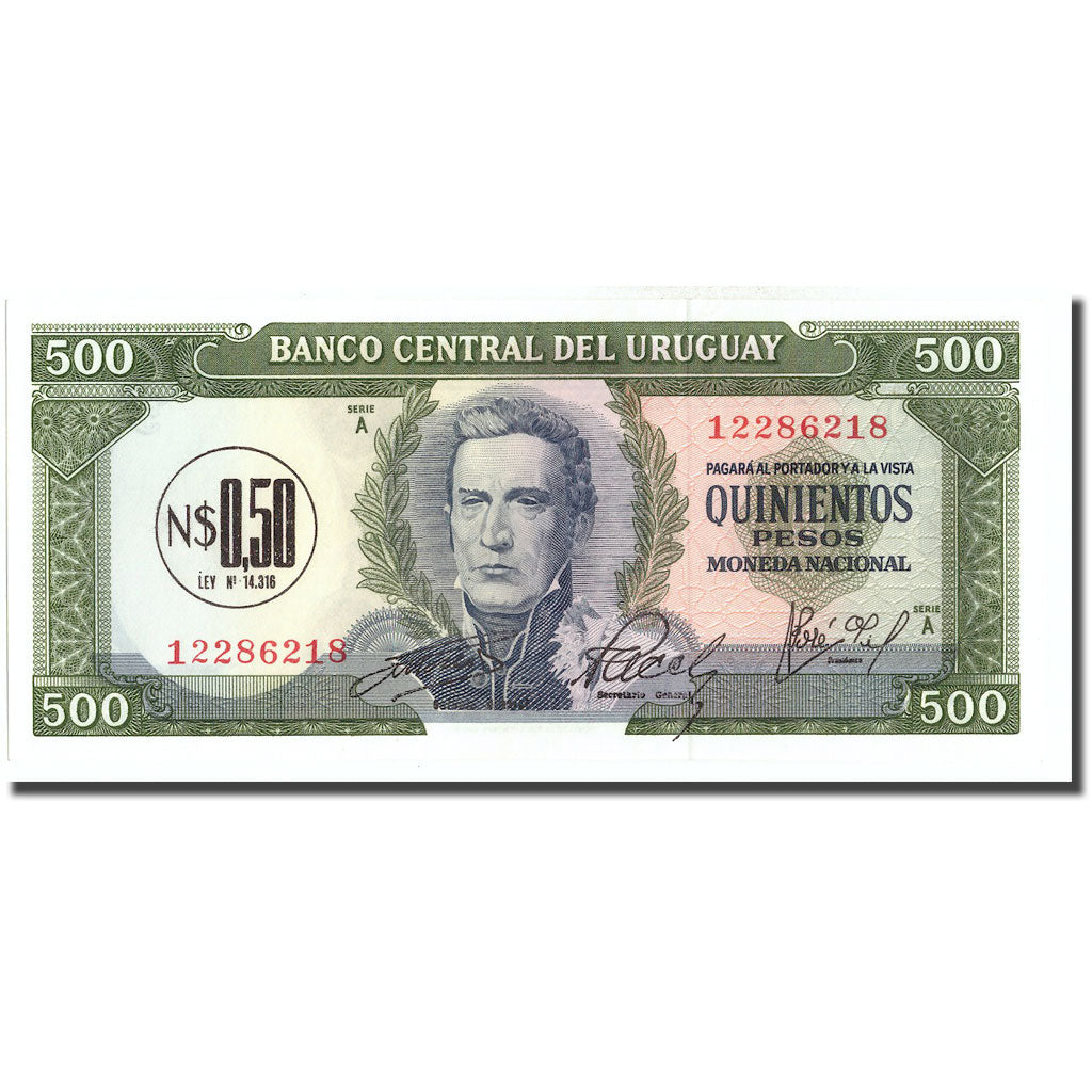 Banknote, Uruguay, 0.50 Nuevo Peso on 500 Pesos, KM:54, UNC(65-70)