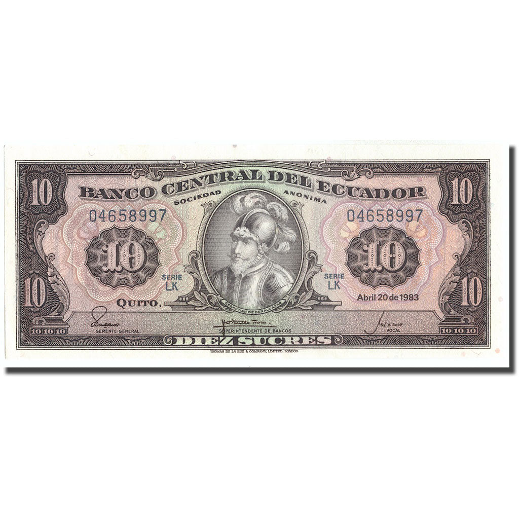 Banknote, Ecuador, 10 Sucres, 1983, 1983-04-20, KM:114b, UNC(63)
