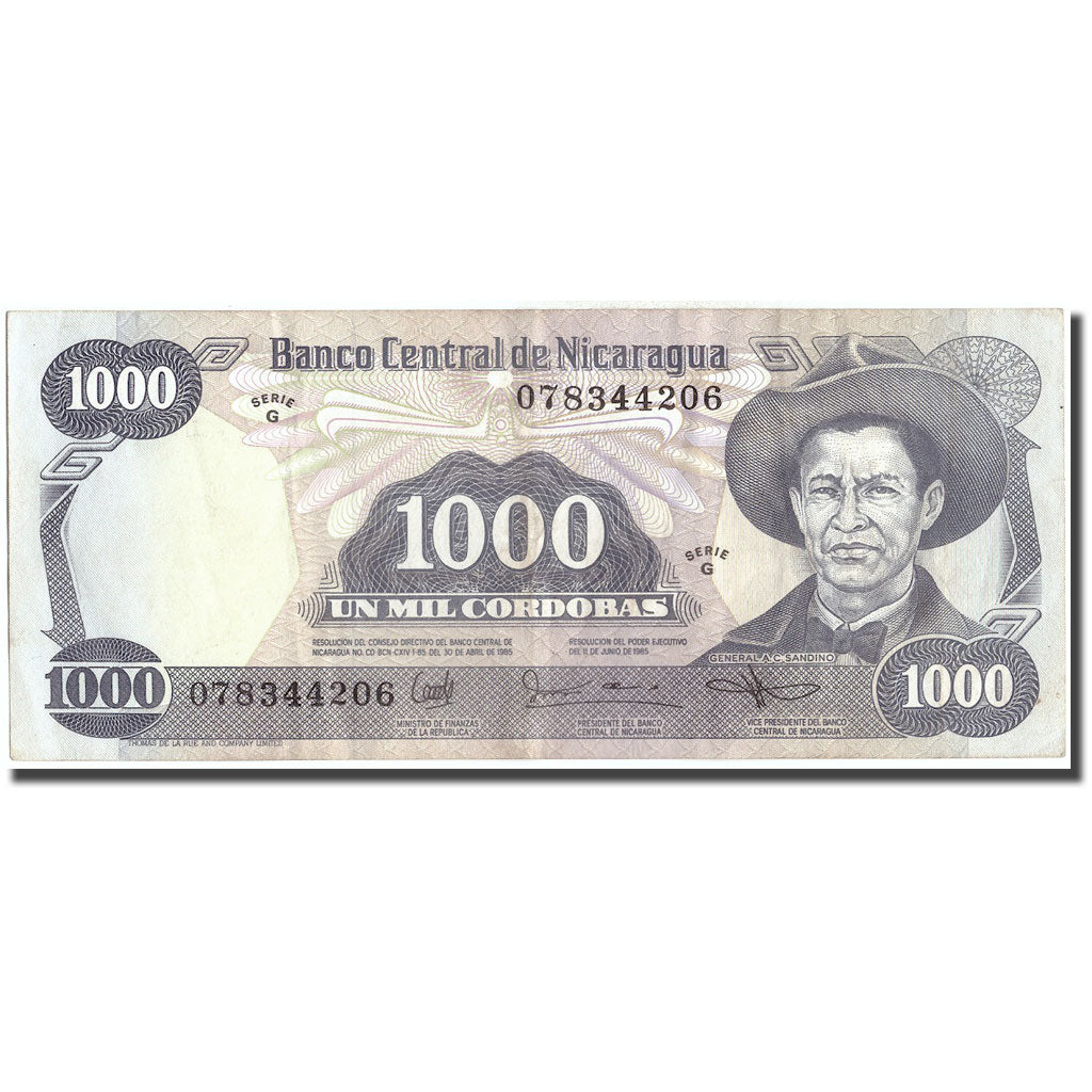 Billet, Nicaragua, 1000 Cordobas, 1985, 1985-06-11, KM:145a, TTB+
