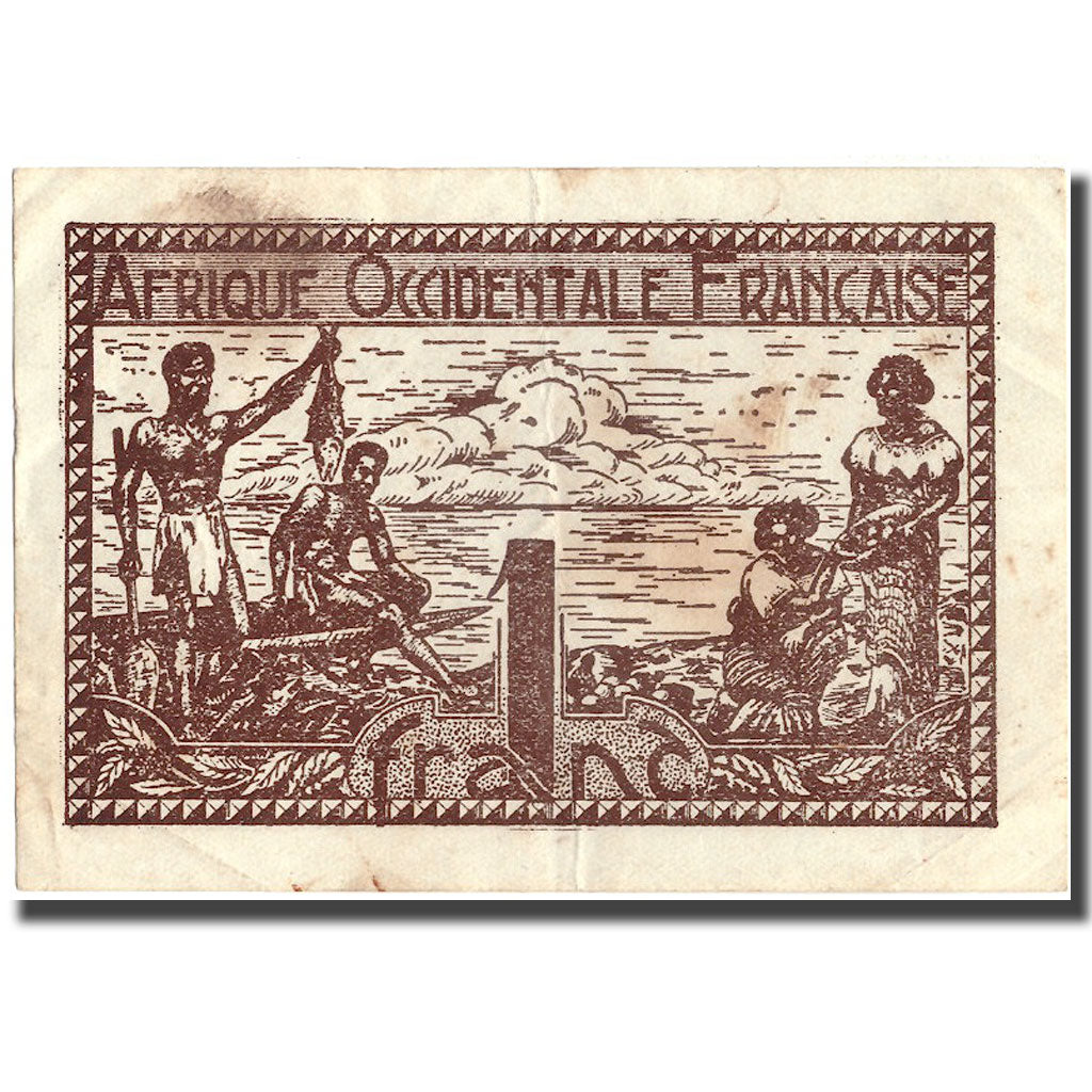 Banknote, French West Africa, 1 Franc, Undated (1944), KM:34b, EF(40-45)
