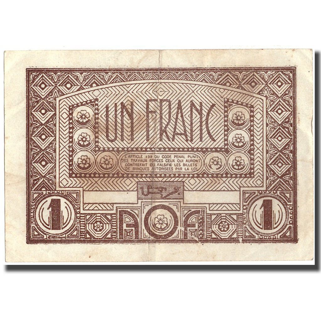 Banknote, French West Africa, 1 Franc, Undated (1944), KM:34b, EF(40-45)