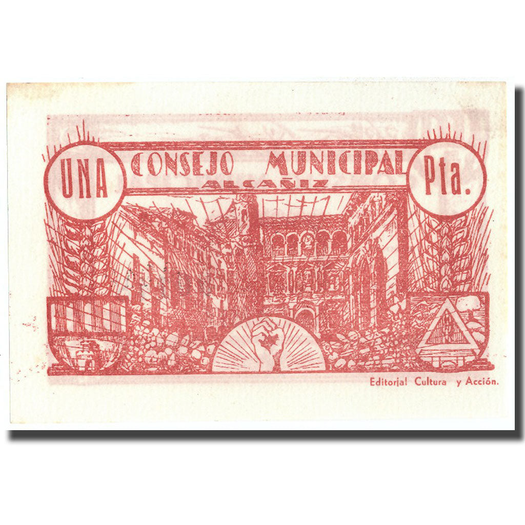 Banknot, Hiszpania, 1 Peseta, Alcaniz, 1937, 1937, UNC(64)