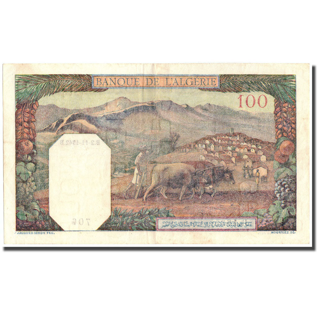 Nota, Argélia, 100 Francs, 1942, 1942-11-02, KM:88, EF(40-45)