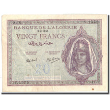 Banknote, Algeria, 20 Francs, 1945, 1945-02-02, KM:92b, AU(50-53)