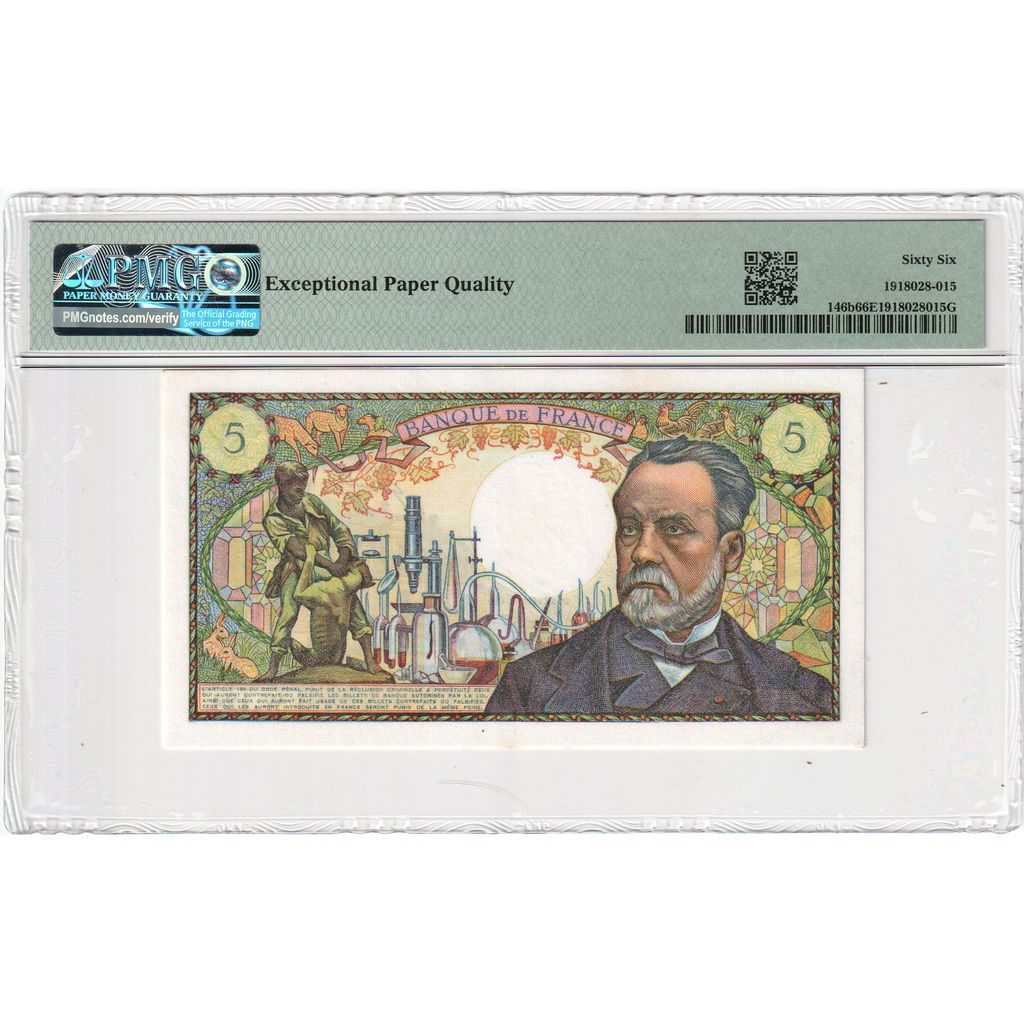 Frankrijk, 5 Francs, Pasteur, 1970, 1970-01-08, NIEUW, Fayette:61.12, KM:146b