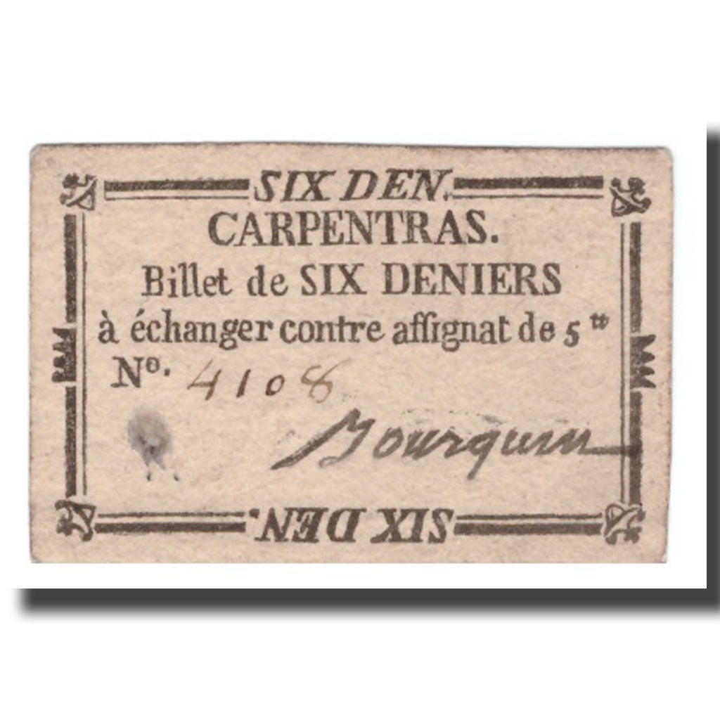France, 6 Deniers, Undated (1791-92), CARPENTRAS, SUP