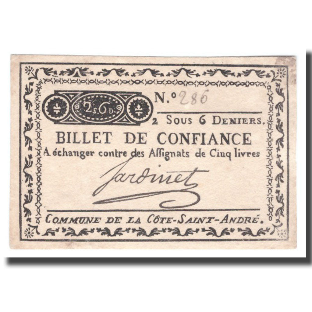 France, 2 Sous, Undated (1791-92), COTE SAINT ANDRE, AU(50-53)