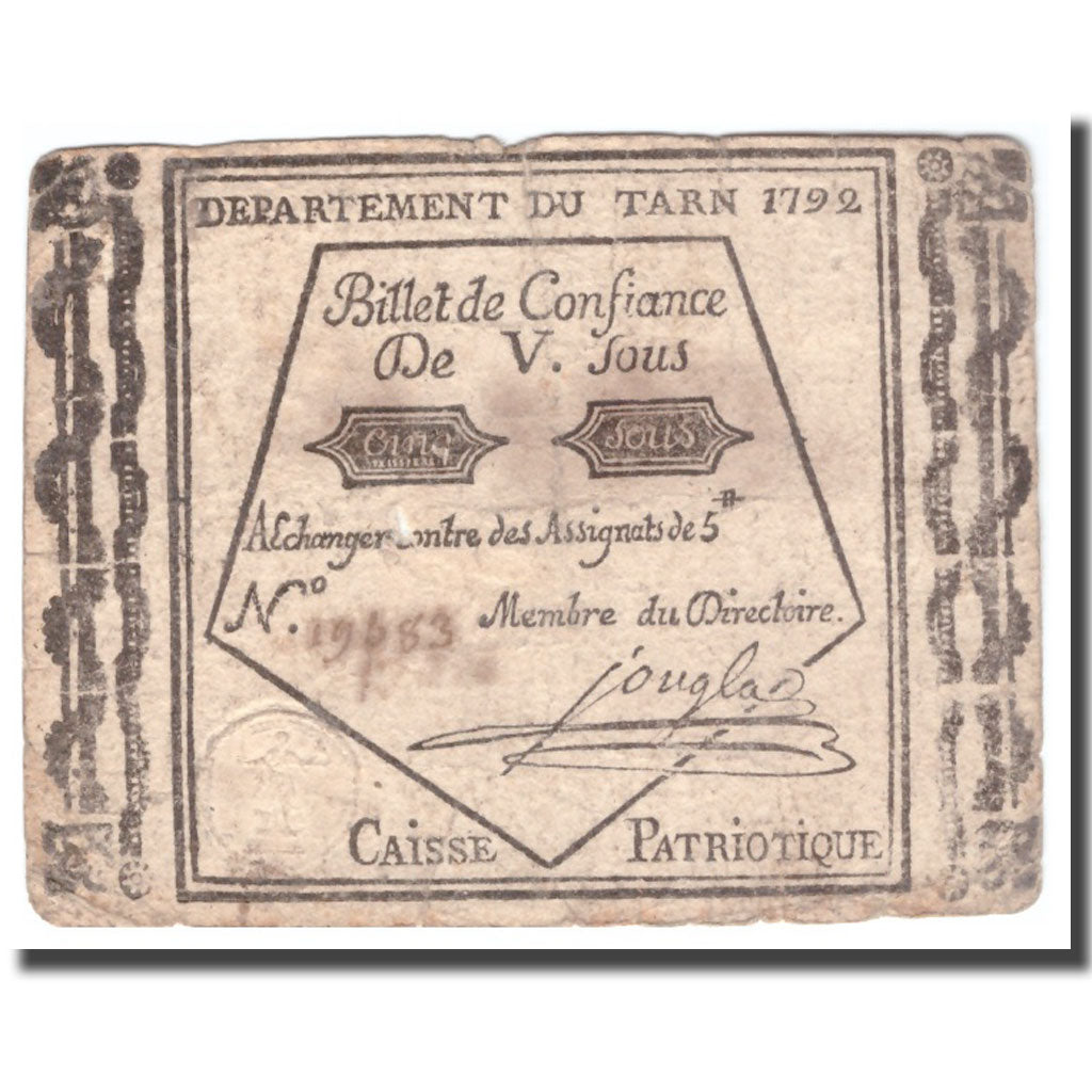 France, 5 Sous, 1792, 1792, TARN, VF(30-35)