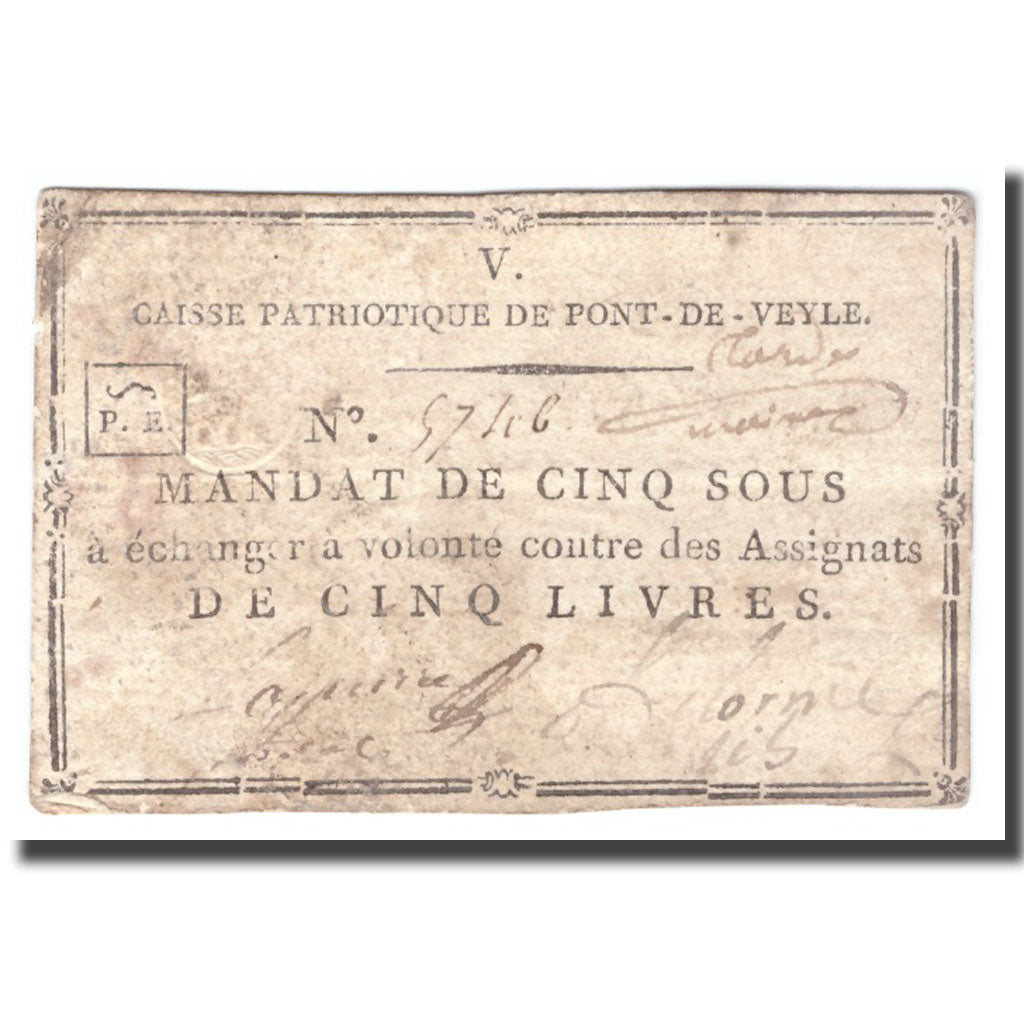 Francja, 5 Sous, Undated (1791-92), Undated, PONT DE VEYLE, VF(20-25)