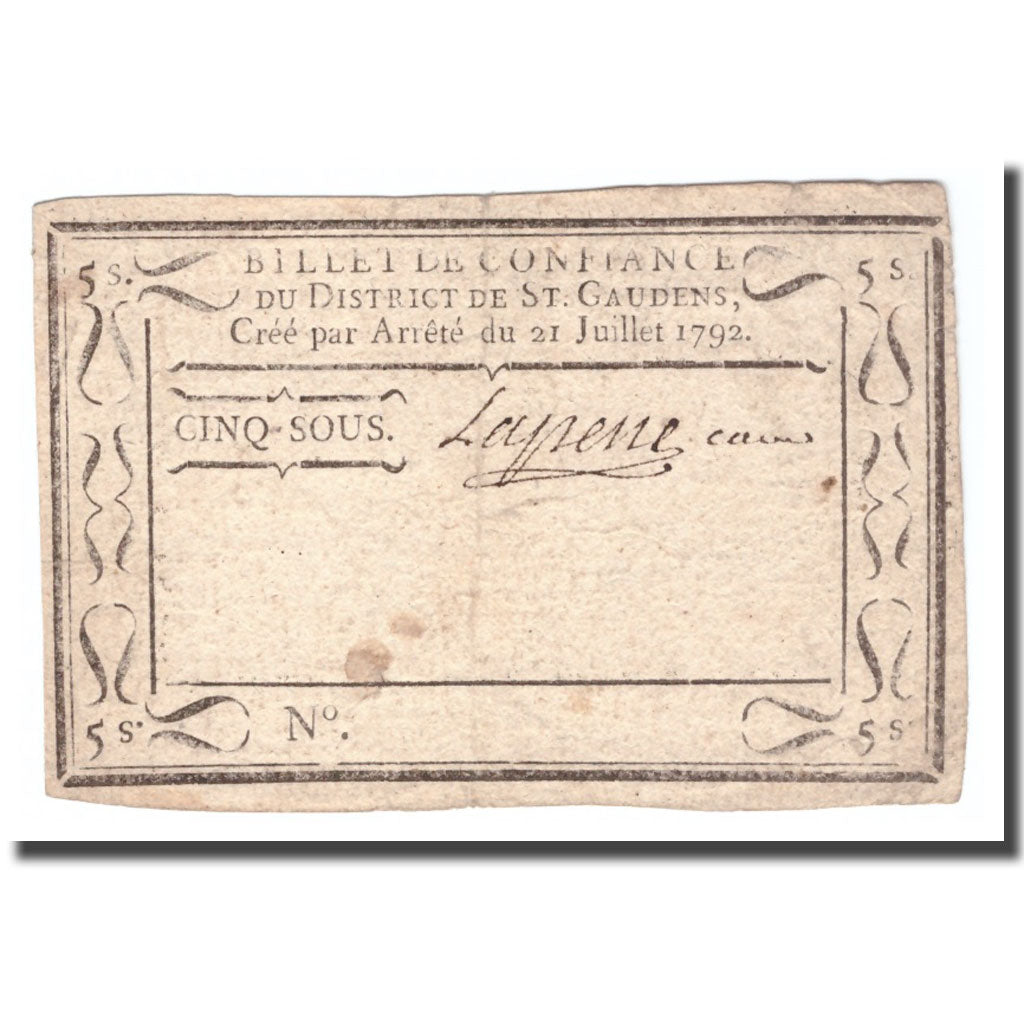 Frankreich, 5 Sous, 1792, 1792-07-21, ST.GAUDENS, SS+