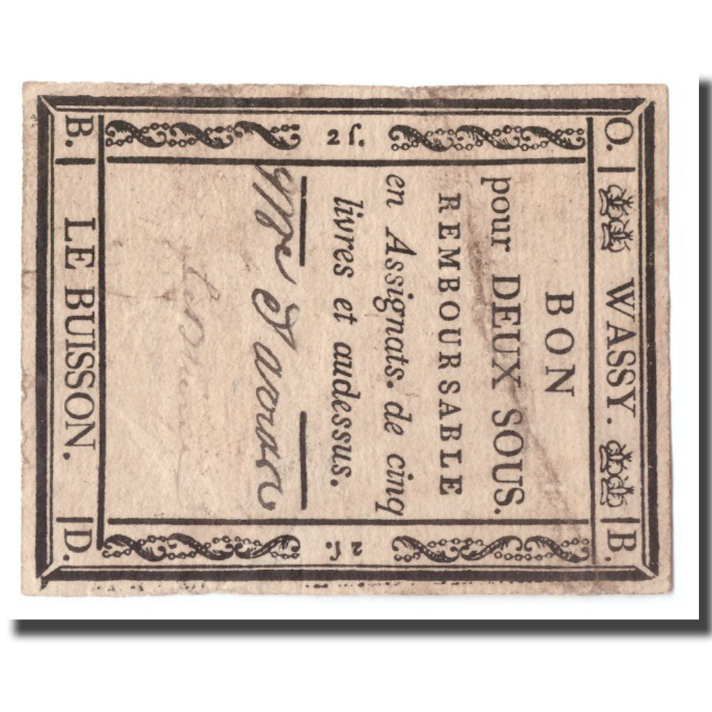 Francia, 2 Sous, Undated (1791-92), WASSY, BB