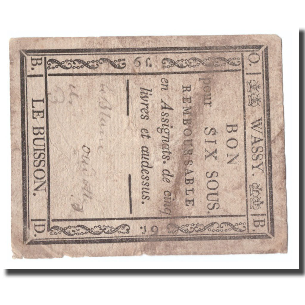 France, 6 Sols, Undated (1791-92), WASSY, VF(30-35)