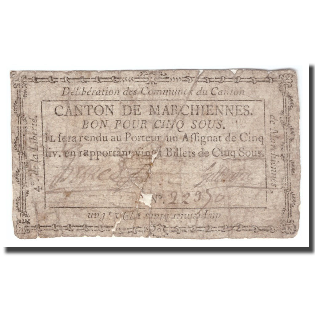 France, 5 Sous, 1792, 1792-03-01, MARCHIENNES, F(12-15)