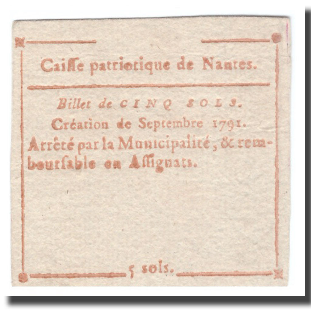 France, 5 Sols, 1791, 1791, NANTES, AU(55-58)